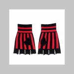 SKULL - smrtka - lebka - pruhované pletené pružné rukavice "bez prstov " farba: čierno-červená, materiál: 80%akryl 20%spandex, univerzálna veľkosť